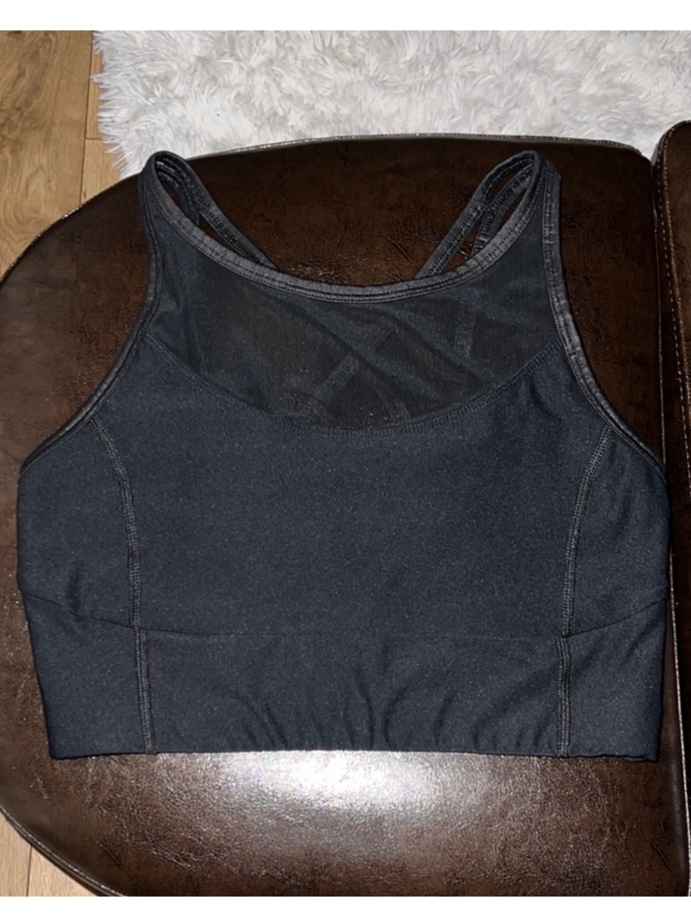 High-Neck Black Performance Sports Bra for Women